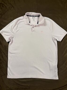 DKNY Men's Pale Pink Polo Shirt - Short Sleeve Classic Collar